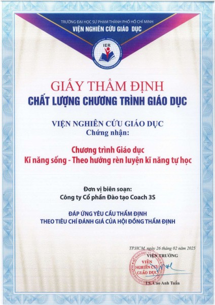 Giấy thẩm định chất lượng chương trình giáo dục